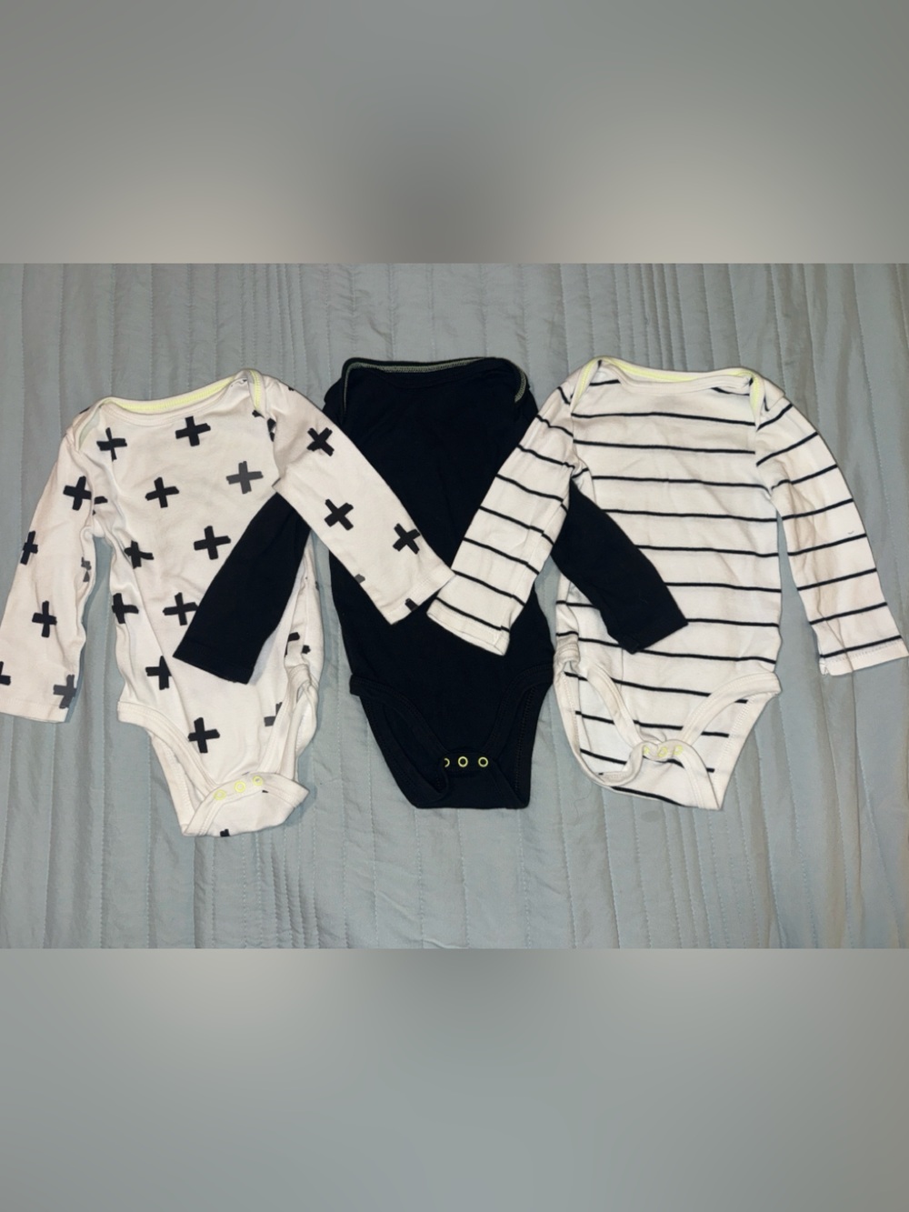 Set of 3 Black and White Onesies